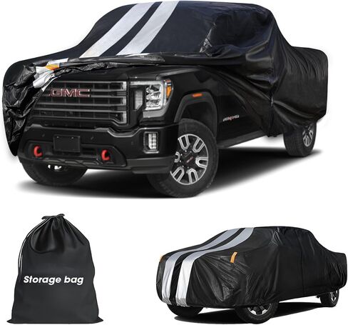 Silverado 1500 Truck Cover Custom Fit 1998-2026 Crew Cab Short Bed(5.7'-5.8') with Door Zipper, 10 Layers Outdoor Heavy Pickup Truck Cover Waterproof All Weather, Wind Dust Sun Protector. in Saudi Arabia