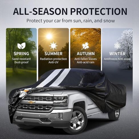 Silverado 1500 Truck Cover Custom Fit 1998-2026 Crew Cab Short Bed(5.7'-5.8') with Door Zipper, 10 Layers Outdoor Heavy Pickup Truck Cover Waterproof All Weather, Wind Dust Sun Protector. in Saudi Arabia