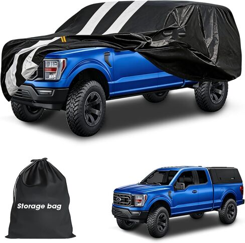 Silverado 1500 Truck Cover Custom Fit 1998-2026 Crew Cab Short Bed(5.7'-5.8') with Door Zipper, 10 Layers Outdoor Heavy Pickup Truck Cover Waterproof All Weather, Wind Dust Sun Protector. in Saudi Arabia