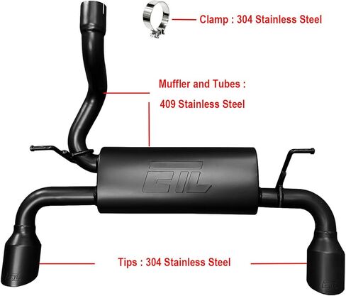 ETL Axle Back Exhaust for 2018-2022 Jeep Wrangler JL 3.6L Black Tips Steel Muffler Deep Tone Exhaust System in Saudi Arabia