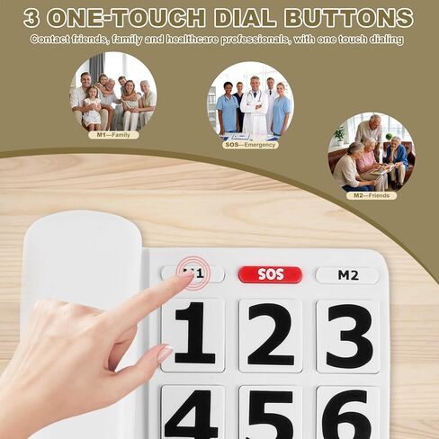 Large Button Phone for Seniors, Big Button Phones for Visually Impaired Seniors, with Extra Loud Ringer, Large Easy Buttons, Emergency House Phones in Saudi Arabia