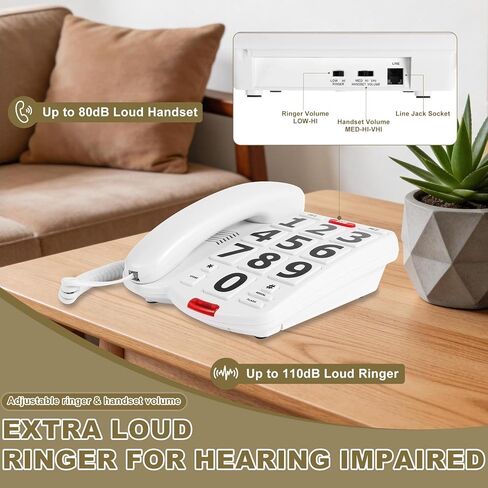 Large Button Phone for Seniors, Big Button Phones for Visually Impaired Seniors, with Extra Loud Ringer, Large Easy Buttons, Emergency House Phones in Saudi Arabia