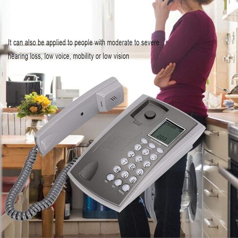 Wall Telephone,Corded Telephone Wall Mount Desktop Corded Caller ID Telephone,LCD Display Landline Telephone for Home Office Hotel Call Center,Gray in Saudi Arabia