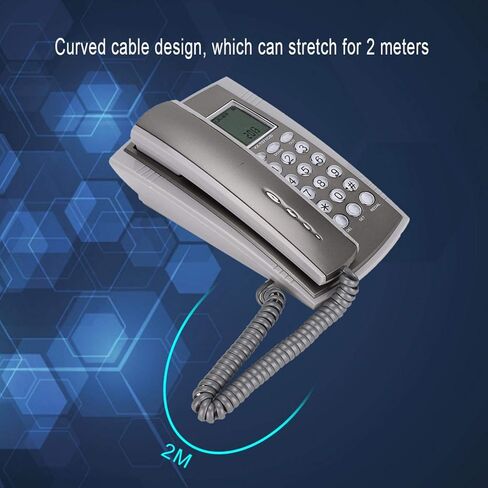 Wall Telephone,Corded Telephone Wall Mount Desktop Corded Caller ID Telephone,LCD Display Landline Telephone for Home Office Hotel Call Center,Gray in Saudi Arabia