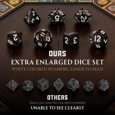 D&D Dice Set, 7PCS mini Dice with Pocket Watch Case, Easy-to-Read Colored Numbers, Dungeons and Dragons RPG Game Dice Set with Watch Shell, Dragon Design Bronze in Saudi Arabia