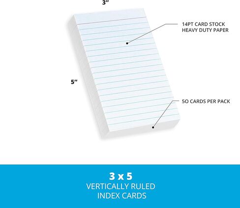 Home Advantage Single Sided Vertically Ruled White Index Cards (3-x-5) in Saudi Arabia