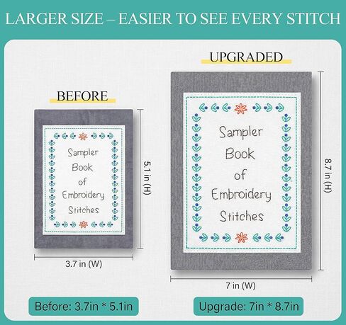 ilauke Upgraded Embroidery Stitch Book Loose-Leaf 7x8 inch, Embroidery Kit for Beginner Adults 106 Patterns, DIY Sewing Books Kit with Supplies & Tutorials, Easy to Practice in Saudi Arabia