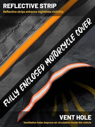 COVERVIN Full Enclosed Motorcycle Cover, 600D Heavy Duty Waterproof Motorcycle Cover, Outdoor UV Protection with Reflective Strips, Fits 108" Harley Honda Yamaha Suzuki, Cruiser, Touring Black in Saudi Arabia
