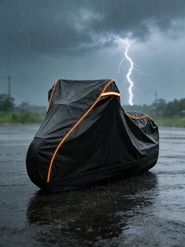 COVERVIN Full Enclosed Motorcycle Cover, 600D Heavy Duty Waterproof Motorcycle Cover, Outdoor UV Protection with Reflective Strips, Fits 108" Harley Honda Yamaha Suzuki, Cruiser, Touring Black in Saudi Arabia