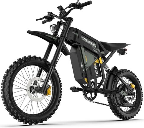 دراجة كهربائية COSWHEEL للبالغين، دراجة ترابية كهربائية 60 فولت 30 أمبير، إطارات ذروة 7000 وات 19 بوصة، دراجة كهربائية عالية السرعة 55 ميل في الساعة، دراجة نارية كهربائية ثلج، جبال، دراجة إلكترونية للطرق الوعرة in Kuwait