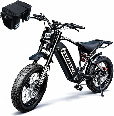 Tuttio-ICT-Electric-Bike for Adults-Teens Age 16+,4000W Peak 60V-25AH Electric-Dirt-Bike, 43-50MPH, 20" Fat-Tire-Electric-Motorcycle, Full Suspension E-Bike for Mountain Off-Road Snow in Saudi Arabia