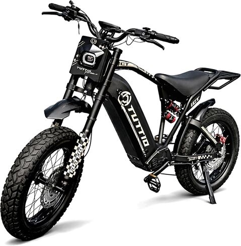 Tuttio-ICT-Electric-Bike for Adults-Teens Age 16+,4000W Peak 60V-25AH Electric-Dirt-Bike, 43-50MPH, 20" Fat-Tire-Electric-Motorcycle, Full Suspension E-Bike for Mountain Off-Road Snow in Saudi Arabia