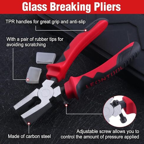 6-inch Glass Breaking Pliers Flat Jaw Key Fob Pliers with Rubber Tips, Stained Glass Tools Mosaics Breaking Tool with Adjustable Screw for Key Fob Hardware Install and Stained Glass Work in Saudi Arabia