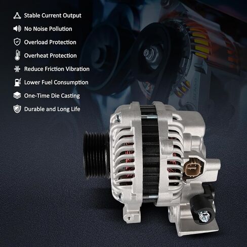 استبدال المولد 11176N متوافق مع Honda Civic 2006 2007 2008 2009 2010 2011 L4 1.8L، 80A 12V CW 7-Groove Pulley IR IF، استبدال # 31100RNAA01، 31100RNAA012M2، AHGA67، A002TC1391 in Kuwait