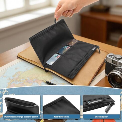 Zipper Pocket for Travelers Notebook, Travelers Notebook Accessories Kit Includes 1 Wallet Insert Pouch Refill for TN Accessories Standard Size Card, Debit Cards, and Cash in Saudi Arabia
