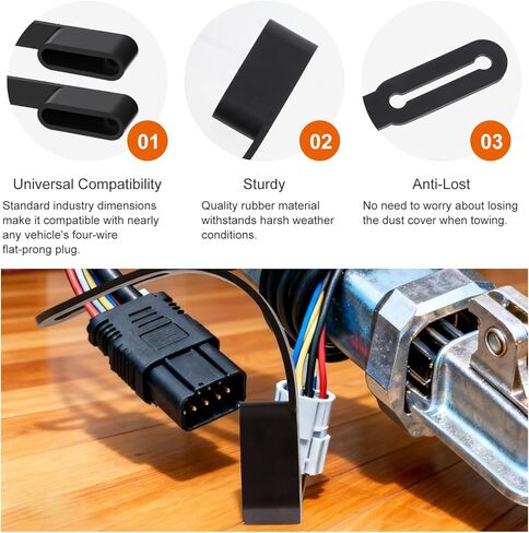 4 Pcs 4-Pin Flat Trailer Wiring Harness Connector Dust Covers Dust-Proof Protector Durable Against Dirt Protectors Against Dirt Accessories Vehicle Plug Wire Cover Cap for 4 Way Trailer Plug Trailers in Kuwait