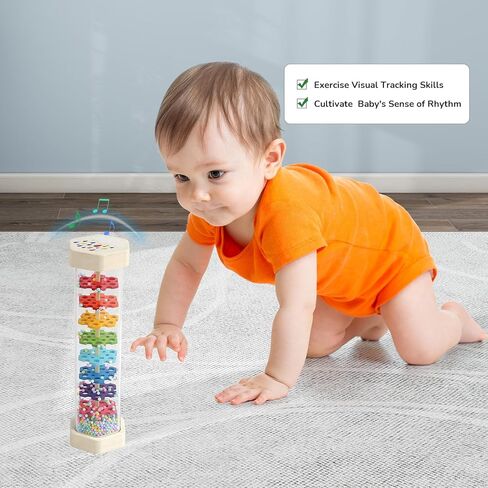 WODI Wooden Rain Stick Baby Toys 0-6-12 Months, Montessori Toys for Babies 6-12 Months, Developmental Toys Baby Rattles Infant Musical Instrument Baby Musical Toys for 1 Year Old Toddler Kids Gifts in Saudi Arabia