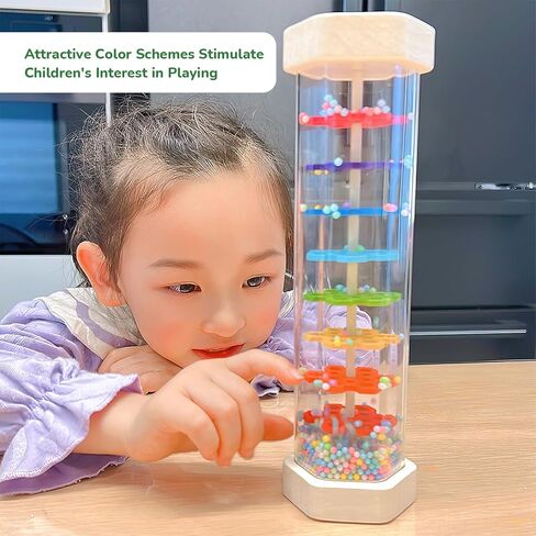 WODI Wooden Rain Stick Baby Toys 0-6-12 Months, Montessori Toys for Babies 6-12 Months, Developmental Toys Baby Rattles Infant Musical Instrument Baby Musical Toys for 1 Year Old Toddler Kids Gifts in Saudi Arabia