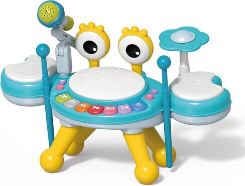 Kids Drum Set for Toddlers 1-3, Baby Drum Set Musical Toys with Light Up Microphone & 2 Sticks, Musical Instruments Montessori Learning Toys for 1 Year Old, Birthday Gift for Boys Girls in Saudi Arabia