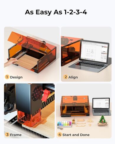 Laser Cutter and Engraver Machine, 20W Woxcker L2 MAX 0.01 High Precision 300x300mm Bed Size Laser Engraving Machine for Wood Metal Glass Leather Acrylic Class 1 laser Output: 20000 mW in Saudi Arabia
