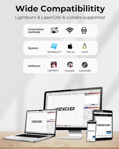 Laser Cutter and Engraver Machine, 20W Woxcker L2 MAX 0.01 High Precision 300x300mm Bed Size Laser Engraving Machine for Wood Metal Glass Leather Acrylic Class 1 laser Output: 20000 mW in Saudi Arabia