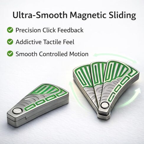 Magnetic Fidget Slider for Adults – Premium EDC Metal Fidget Toy, Folding Fan Click Slider, Quiet Stress Relief Desk Toy, Anxiety Focus Handheld Gadget, Cool Collectible Fidget in Saudi Arabia