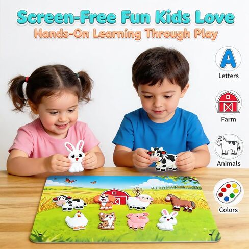 Zerobe Farm Animal Magnetic Toy Set with Portable Board for Toddlers Ages 1+, 8 Magnetic Animals with Words & Letters, STEM-Inspired Early Learning, Play Anywhere Educational Gift for Kids in Saudi Arabia