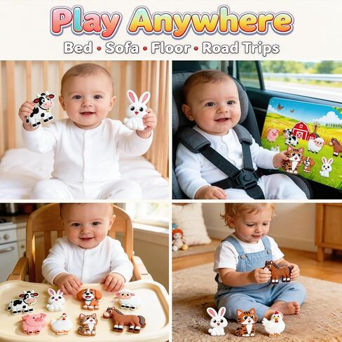Zerobe Farm Animal Magnetic Toy Set with Portable Board for Toddlers Ages 1+, 8 Magnetic Animals with Words & Letters, STEM-Inspired Early Learning, Play Anywhere Educational Gift for Kids in Saudi Arabia