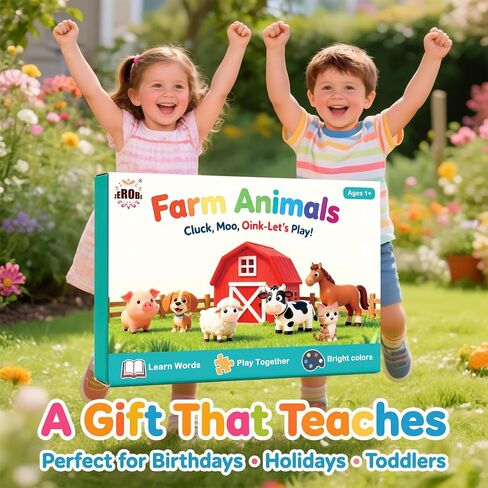 Zerobe Farm Animal Magnetic Toy Set with Portable Board for Toddlers Ages 1+, 8 Magnetic Animals with Words & Letters, STEM-Inspired Early Learning, Play Anywhere Educational Gift for Kids in Saudi Arabia