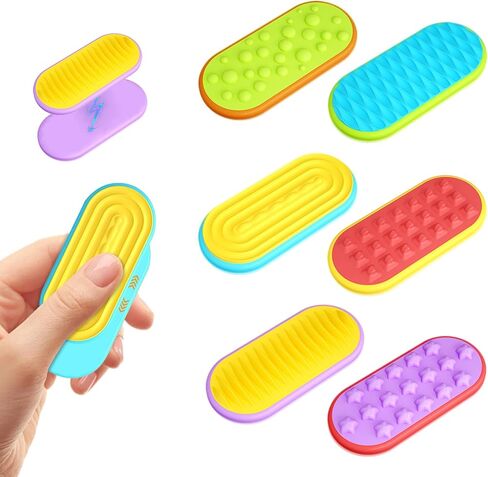 Sensory Fidget Magnetic Toys for Kids & Teens, 6 Pack Silicone Magnet Sliders Stress Fidgets for Autism, Anxiety, Office Desk / Travel / Classroom Must Haves Stress Relief Slider (Multicolor) in Saudi Arabia