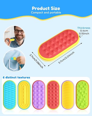 Sensory Fidget Magnetic Toys for Kids & Teens, 6 Pack Silicone Magnet Sliders Stress Fidgets for Autism, Anxiety, Office Desk / Travel / Classroom Must Haves Stress Relief Slider (Multicolor) in Kuwait
