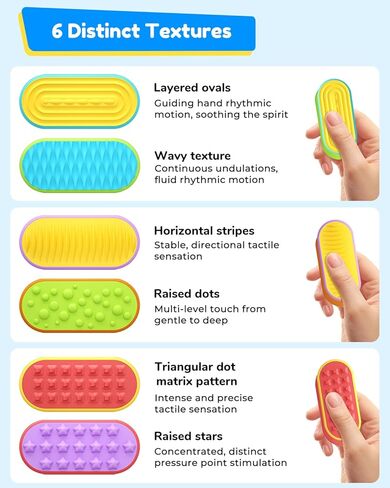 Sensory Fidget Magnetic Toys for Kids & Teens, 6 Pack Silicone Magnet Sliders Stress Fidgets for Autism, Anxiety, Office Desk / Travel / Classroom Must Haves Stress Relief Slider (Multicolor) in Kuwait