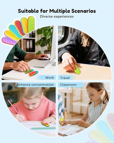 Sensory Fidget Magnetic Toys for Kids & Teens, 6 Pack Silicone Magnet Sliders Stress Fidgets for Autism, Anxiety, Office Desk / Travel / Classroom Must Haves Stress Relief Slider (Multicolor) in Kuwait