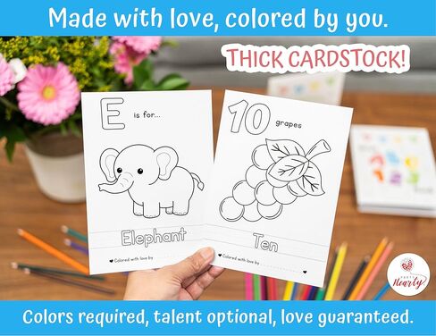 Party Hearty Baby's First ABC & 123 Book Baby Shower Activity, Guest Book Alternative with Alphabet Coloring Pages, Educational Keepsake & Activities for Guests - Baby Shower Games Craft Kit in Saudi Arabia