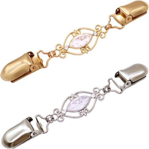 2 PCS Waist Cincher Clips Dress Clips Back Cinch for Shawl Cardigan Sweater Clothes Shirt Tightener Clip(Silvery Golden) in Saudi Arabia