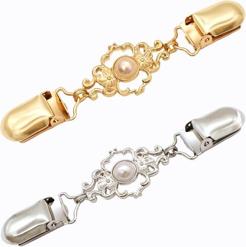 2 PCS Waist Cincher Clips Dress Clips Back Cinch for Shawl Cardigan Sweater Clothes Shirt Tightener Clip(Silvery Golden) in Saudi Arabia