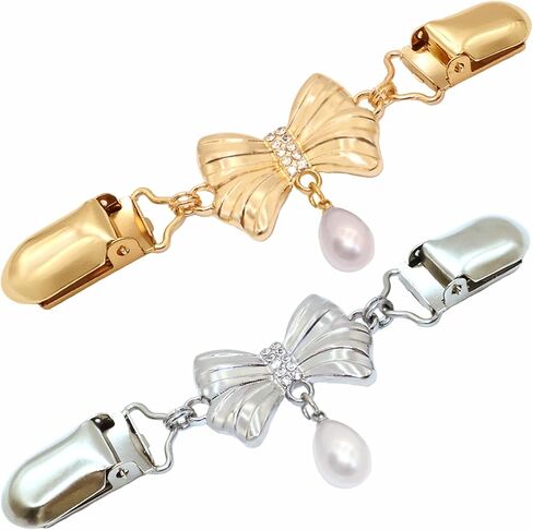 2 PCS Waist Cincher Clips Dress Clips Back Cinch for Shawl Cardigan Sweater Clothes Shirt Tightener Clip(Silvery Golden) in Saudi Arabia