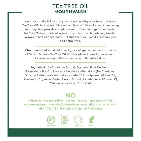 Desert Essence Tea Tree Mouthwash W/ Spearmint, 8-Ounce in Saudi Arabia