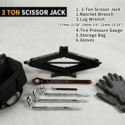 Scissor Jack Car Jack Kit 3 Ton (6614 lbs) Tire Changing Kit with Lug Wrench Suitable for Sedans, SUVs, and MPVs in Saudi Arabia