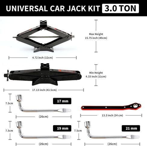 Scissor Jack Car Jack Kit 3 Ton (6614 lbs) Tire Changing Kit with Lug Wrench Suitable for Sedans, SUVs, and MPVs in Saudi Arabia