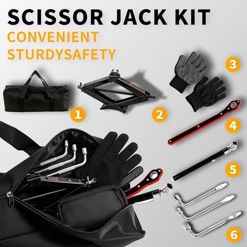 Scissor Jack Car Jack Kit 3 Ton (6614 lbs) Tire Changing Kit with Lug Wrench Suitable for Sedans, SUVs, and MPVs in Saudi Arabia