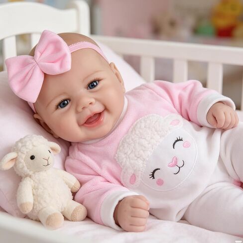 Milidool Reborn Baby Doll Girl - 17-Inch Soft Body Realistic Baby Doll Real Life Baby Dolls for 3+ Years Girl Birthday Gifts, Pretend Play, Christmas & Collection in Saudi Arabia
