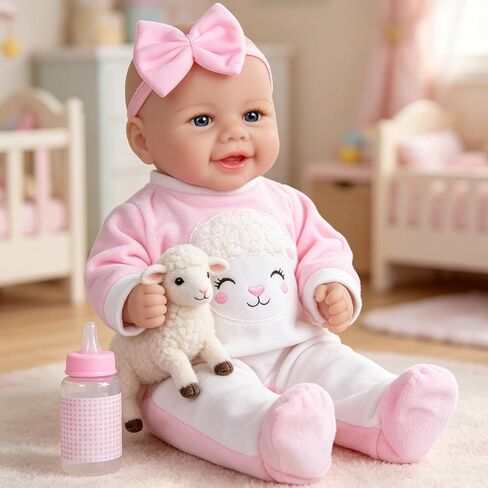 Milidool Reborn Baby Doll Girl - 17-Inch Soft Body Realistic Baby Doll Real Life Baby Dolls for 3+ Years Girl Birthday Gifts, Pretend Play, Christmas & Collection in Saudi Arabia