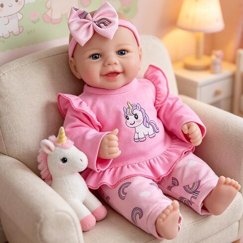 Milidool Reborn Baby Doll Girl - 17-Inch Soft Body Realistic Baby Doll Real Life Baby Dolls for 3+ Years Girl Birthday Gifts, Pretend Play, Christmas & Collection in Saudi Arabia