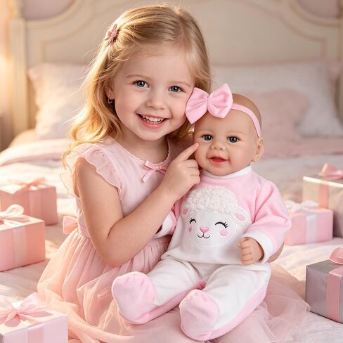 Milidool Reborn Baby Doll Girl - 17-Inch Soft Body Realistic Baby Doll Real Life Baby Dolls for 3+ Years Girl Birthday Gifts, Pretend Play, Christmas & Collection in Saudi Arabia