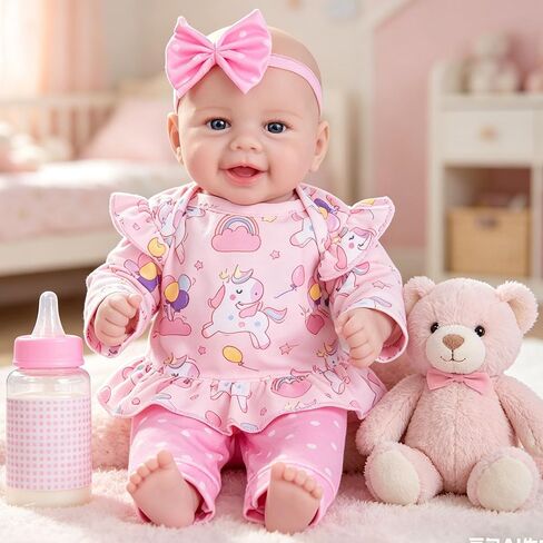 Milidool Reborn Baby Doll Girl - 17-Inch Soft Body Realistic Baby Doll Real Life Baby Dolls for 3+ Years Girl Birthday Gifts, Pretend Play, Christmas & Collection in Saudi Arabia