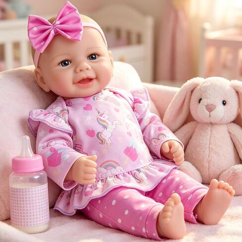 Milidool Reborn Baby Doll Girl - 17-Inch Soft Body Realistic Baby Doll Real Life Baby Dolls for 3+ Years Girl Birthday Gifts, Pretend Play, Christmas & Collection in Saudi Arabia