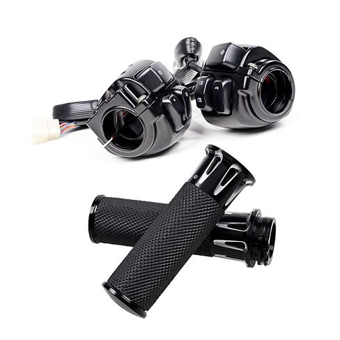 Control Switches, Wiring Harness + Clutch Lever, Brake Master Cylinder + Rubber Hand Grips for 1996-2012 Harley Softail Dyna Sportster V-Rod DC 12V Motorcycle 1" Handlebar in Saudi Arabia