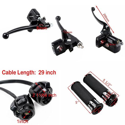 Control Switches, Wiring Harness + Clutch Lever, Brake Master Cylinder + Rubber Hand Grips for 1996-2012 Harley Softail Dyna Sportster V-Rod DC 12V Motorcycle 1" Handlebar in Saudi Arabia