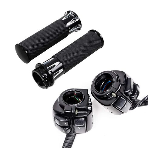 Control Switches, Wiring Harness + Clutch Lever, Brake Master Cylinder + Rubber Hand Grips for 1996-2012 Harley Softail Dyna Sportster V-Rod DC 12V Motorcycle 1" Handlebar in Saudi Arabia